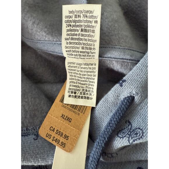 Victoria's Secret PINK Long Sleeve Fleece Blue Hoodie Crop Sweatshirt  Size XXL - Picture 7 of 8